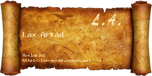 Lax Arkád névjegykártya